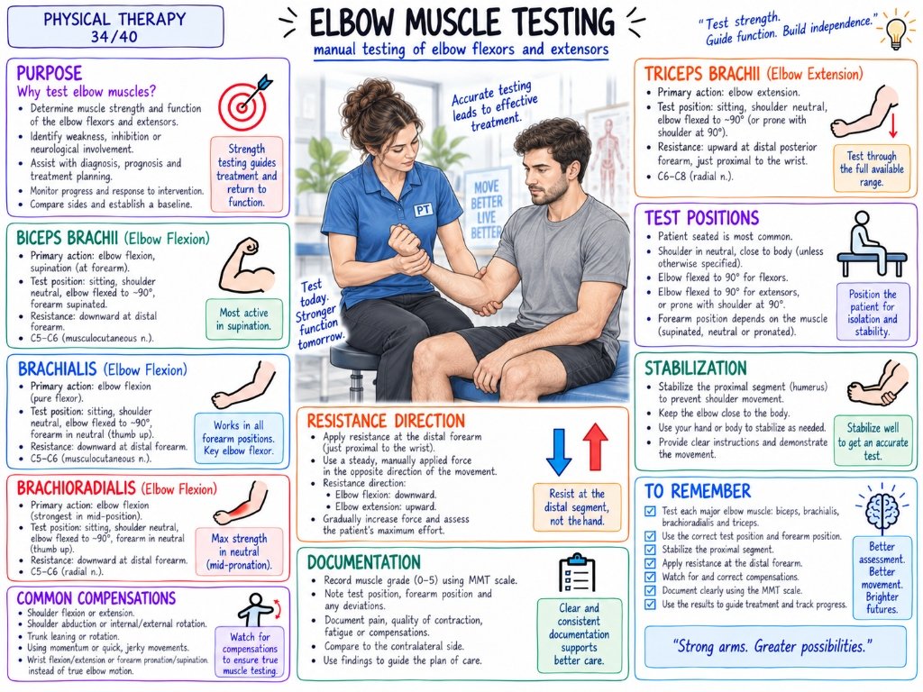 34/40 Elbow Muscle Testing: Manual Testing of Elbow Flexors and Extensors